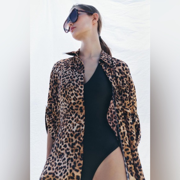 ZARA WOMAN COLLECTION ANIMAL PRINT LEOPARD SHIRT - Picture 5 of 5